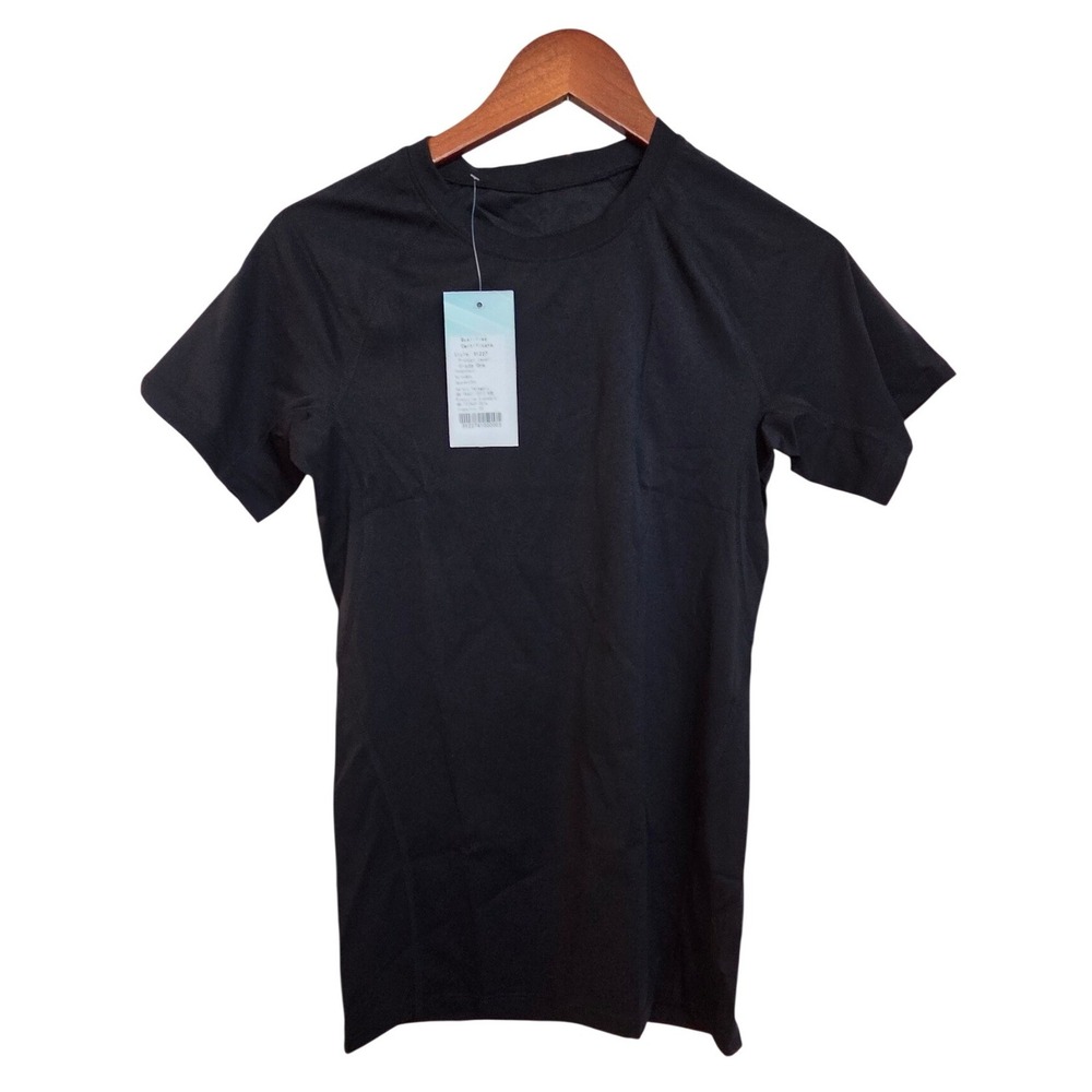 New Athletic Crewneck Short Sleeve T-Shirt Black Nylon Spandex Style 31227 Med